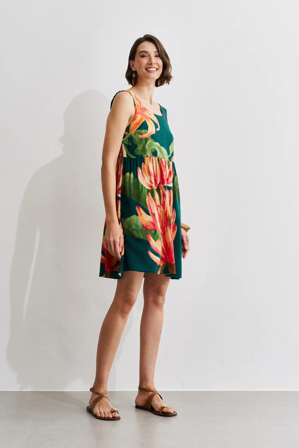 Vestido Estampado Bananarte Petróleo